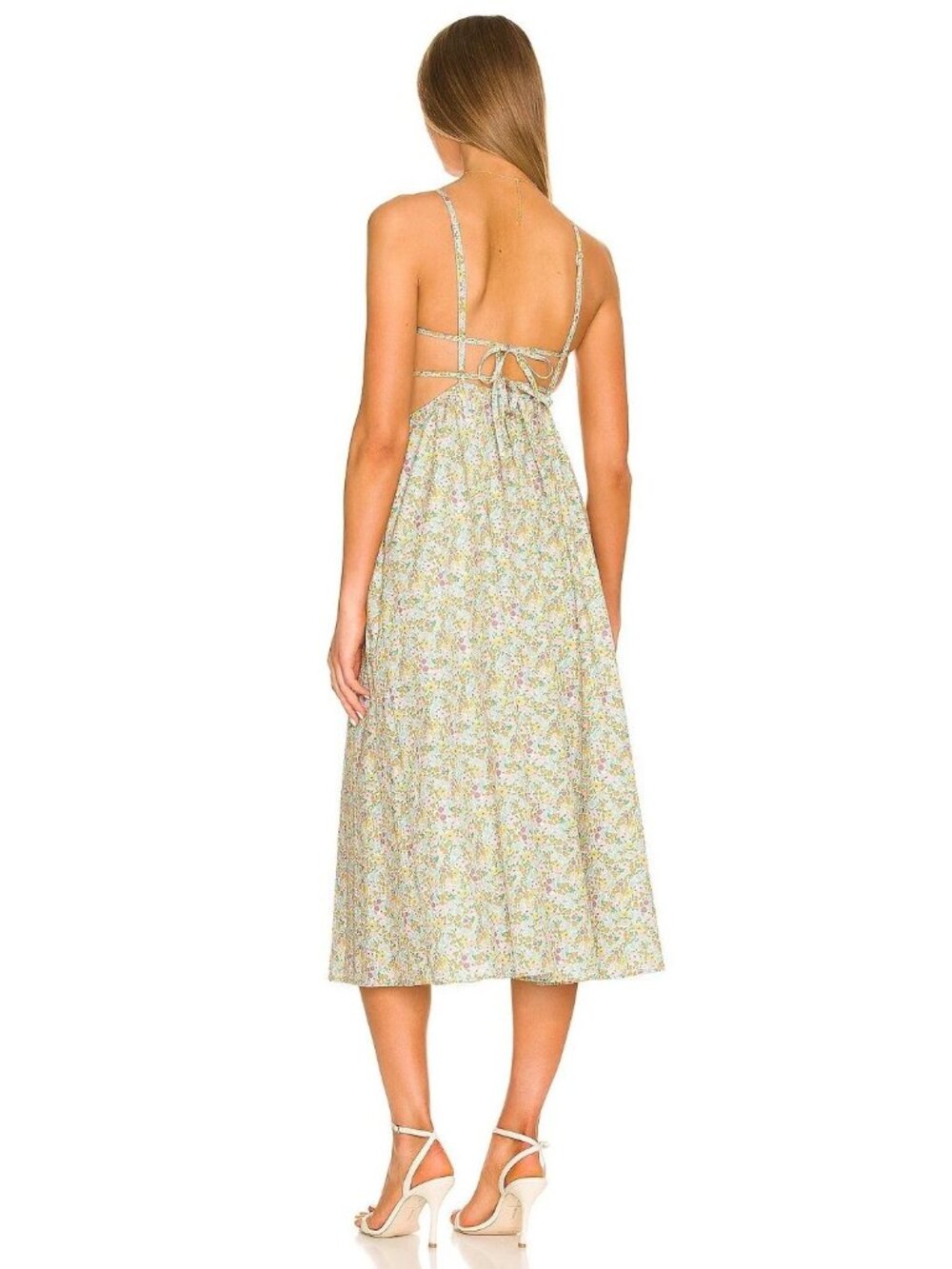For Love & Lemons Raleigh Midi Dress Large NWT Backless Floral Pinafore Cotton